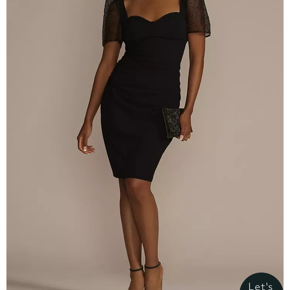 Davids Bridal- Ruched pindot dress- size 8